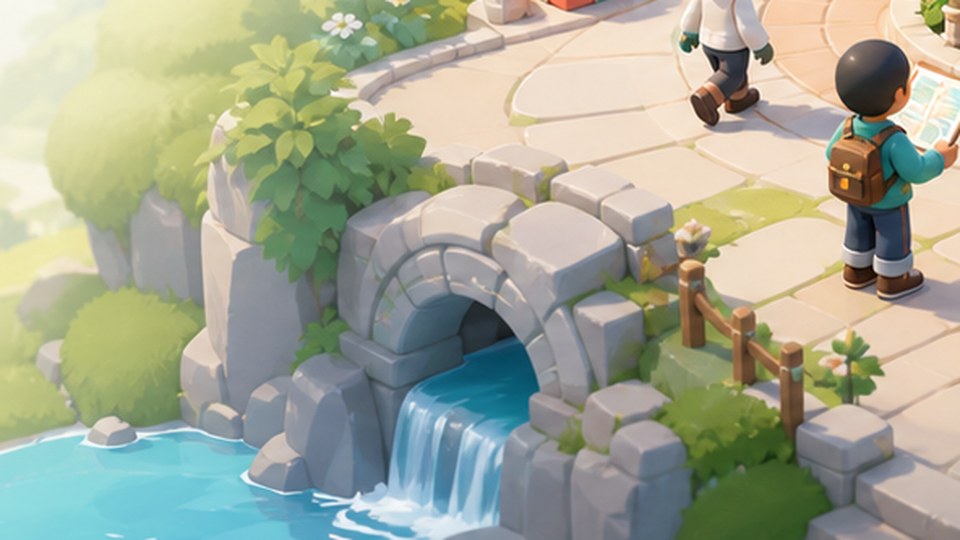 Heartopia lakeside fishing route scene